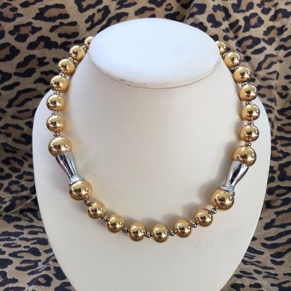 VTG 1960s Gold Bubble Bead Necklace Signed Napier 19" - Picture 1 of 7